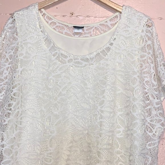 Layered tank with cotton overlay blouse (off-white 2XL) - Picture 1 of 5